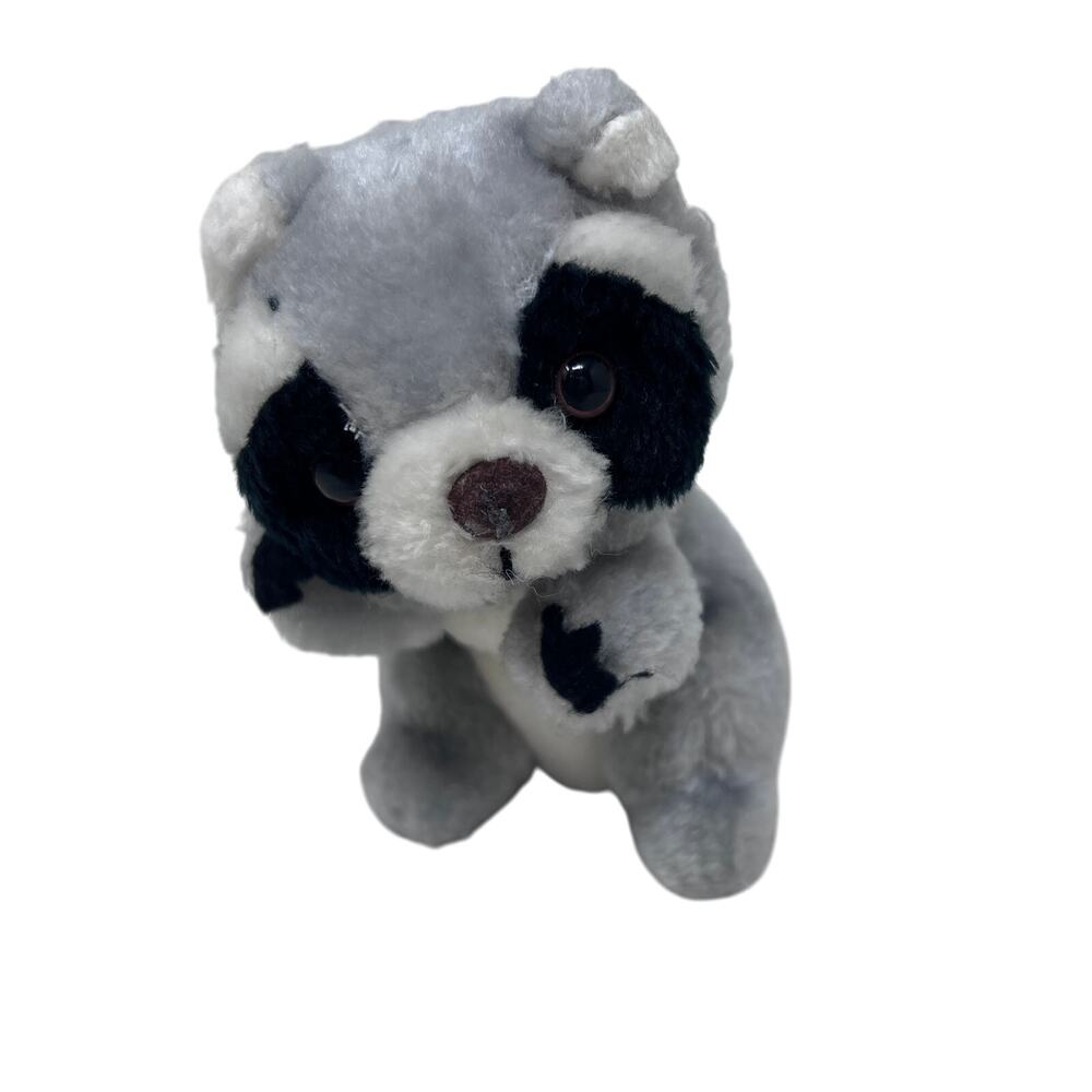 Russ Raccoon Plush 5" Small Stuffed Animal Gray Woodland Vintage 80s Toy‎